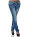Damen Jeans Straight Leg (Gerades Bein Dicke Nähte Naht 17 Farben) No 12923, Größe:36;Farbe:Blau