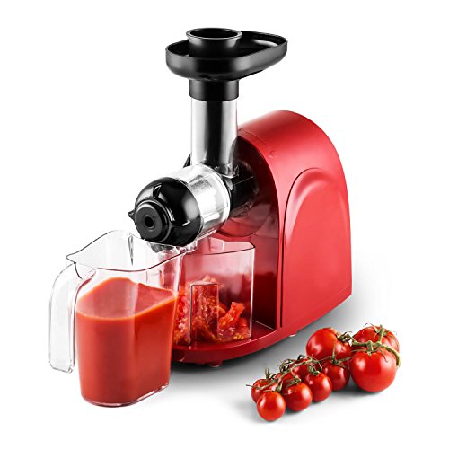 Klarstein Entsafter Saftpresse Slow Juicer (150W, 80 U/min, Auffangbehälter, Presswerk, Stopf-Stößel, Reinigungsbürste, große Einfüllöffnung) rot-schwarz - 8