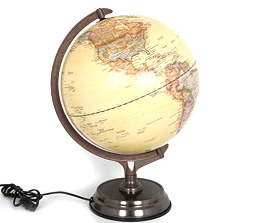 Antique Style Light Up Globe Atlas Table Lamp 30Cm