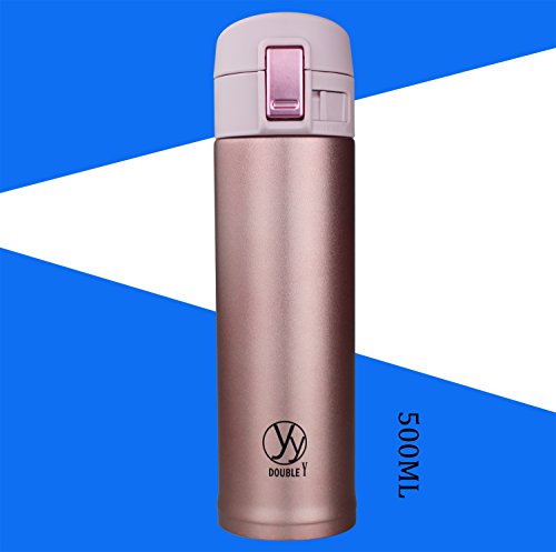 Double Y 17 Ounce Double Walled Vacuum Thermos 18/8 Stainless Steel Insulated Water Bottle (Pink) - 2