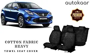 AUTOKAAR Cotton Fabric Heavy Black Towel SEAT Cover for Maruti BALENO