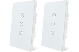 UseeLink Interruttore della luce Intelligente WiFi, Controllo Vocale Funziona con Alexa e Google Home, Timer e Condivisione Dispositivo, È necessario il filo di neutro, Bianco 3 way(2PCS)