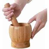 Deconox Bambu Havan ve Tokmak Seti, B&uuml;y&uuml;k Boy Mutfak Havanı, Baharat ve Sarımsak &Ouml;ğ&uuml;t&uuml;c&uuml; Ve D&ouml;veceği