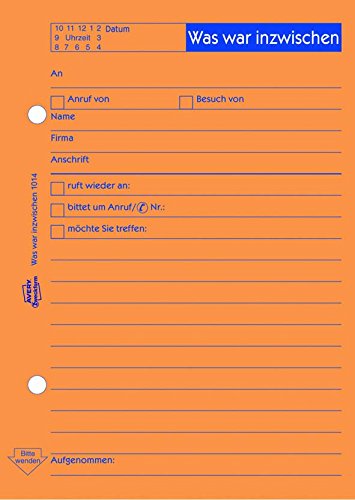 Avery Zweckform 1014 Gesprächsnotiz (A6, Was war inzwischen/Was ist zu tun, 50 Blatt) orange - 2