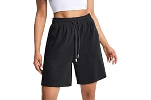 EBANKU Pantaloncini da Donna Casual Estivi da Corsa da Salotto Comodi a Vita Alta Sportivi con Tasche
