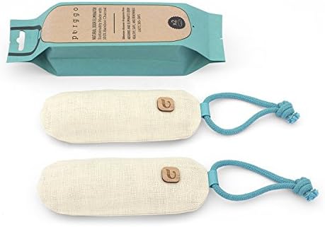 PURGGO Mini Natural Odour Neutraliser, Air Freshener, Eliminator, Deodourizer - Smell Absorber &amp; Purifier: Shoes, Litter Box, Wet Dog, Bag - Made With 100% Activated Bamboo Charcoal [Pack Of 2] [Classic Beige]