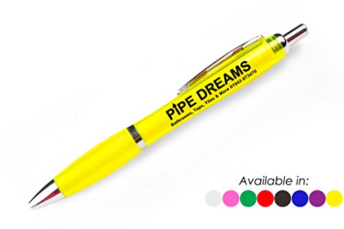 Pack of Custom Personalised Printed Curvy Yellow Retractable Ballpoint Pens (Add Your Own Text and Logo) (500)