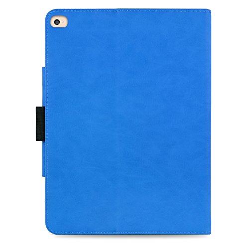 iPad Air, Air 2 & iPad 9.7″ 2017 Hülle – JAMMYLIZARD Ledertasche Smart Cover mit Standfuktion für iPad Air (5. & 6. Generation) & iPad 9.7″ 2017, BLAU & HONIG, [MIT STIFT & STIFT-HALTER] - 5