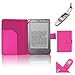 Produktbild Xtra-Funky Hülle Kompatibel mit Kindle 4 (Schwarz oder Silber 6"E-Ink-Display Keine Tastatur-Modell), PU-Leder-Geldbörse Buch Folio-Stil Fall mit dem Klipp auf Robotik Klapp Licht - Rosa