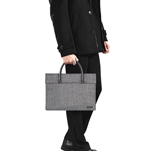 Arvok 15-15,4 Zoll MacBook Pro/Retina Tasche Hülle Schutzhülle Laptoptasche Laptophülle Huelle Aktentasche Canvas-Gewebe Mit PU Leder LaptopSleeve Mit Griff Reißverschluss-Tasche Für Ultrabook/Ultra Slim Netbook/ Tablet , Grau - 8