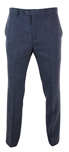 Mens Herringbone Tweed Vintage Retro Check Wool Trousers Peaky