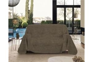 Luga TELO ARREDO MULTIUSO COPRITUTTO DIVANO FOULARD MATRIMONIALE 250x270cm (DTV-4 Marrone)