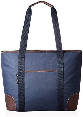 Picnic at Ascot  Extra Large Insulated Cooler Bag - 30 Can Tote -  Navy/Brown