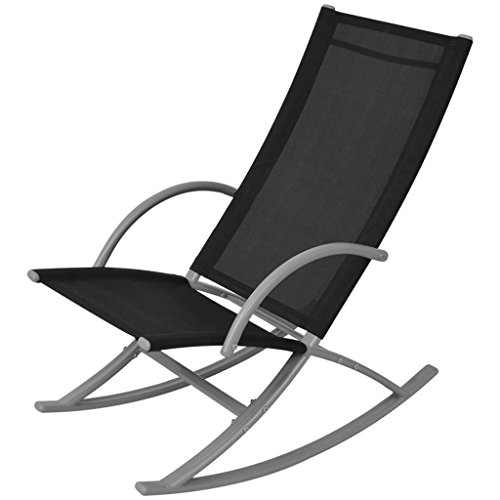 vidaXL 2x Garten Schaukelstuhl Gartenstuhl Relaxstuhl Liegestuhl Gartenmöbel Schwarz - 2