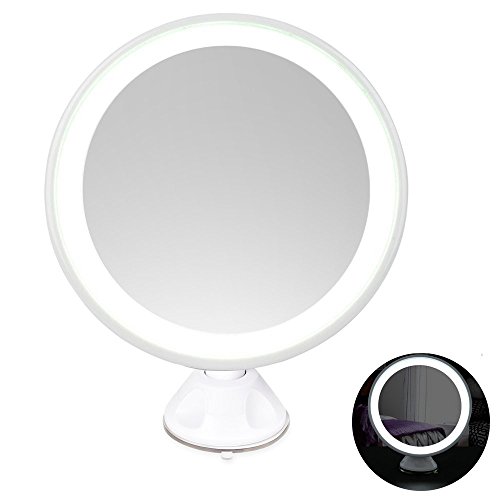 Rantizon LED Makeup Mirror 7X Magnifying Lighted Illuminated Cosmetic Mirror 360° Rotation Adjustable Suction Mounted USB Rechargeable Battery Shaving Mirror Tabletop Bathroom Mirror