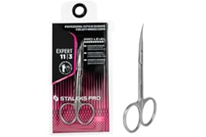 STALEKS PRO for Natury Nails Professional Left Handed Cuticle Scissors - Ergonomic Rings - Stainless Steel - Expert SE 11/3