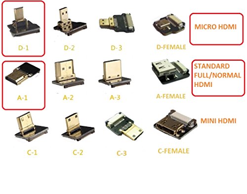 Neue schwarze FPV HDMI Kabel Micro Schnittstelle zu Standard-Schnittstelle für GH4 BMPCC A5000 A6000 A7S A7R 90 Grad DJI 60CM - 3