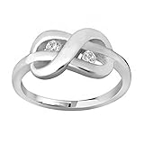 unendlich ring echt silber Eleganter und schlichter 925 Sterling Silber Ring mit Unendlichkeitsschleife als Ringkopf Design sowie 2 gefassten Zirkonia | Gewicht: 2,1 Gramm.