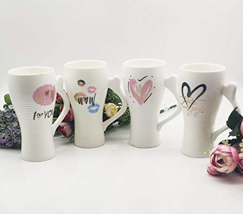 Satyam Kraft 1 Pcs Random White Colored Printed Coffee Tea Mug Cup for Coffee Mug Valentine Gift Diwali Gift,Christmas Gift, (Wow) / Valentine Gifts for Girlfriend/Valentine Gift for Boyfriend Love