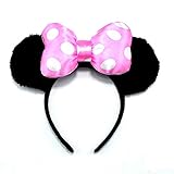 Envio rapido Inception pro infinite Diadema Negra con pétalos de Minnie Mouse con Lazo Suave Acolchado Rosa con Lunares Blancos - Accesorios Disfraz Halloween Carnival Cosplay - Niña pequeña