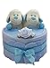 Twin Baby Lamb Blue Boys Nappy Cake Baby Gift with FREE UK Delivery