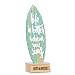 Produktbild Miss Wood Woody Surf-Board – Mini-Surf-Board aus Holz mit Aufschrift: „Life is better when you Surf“ (Schriftzug in englischer Sprache), Farbe: blau, inklusive Ständer