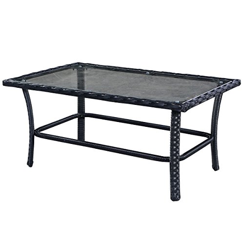 4tlg Poly Ratten Gartengarnitur Gartenmöbel Rattanmöbel Lounge Sitzgruppe Sofa Garten Set mit Glastisch Lounge Set Ratten Lounge Polyrattan Schwarz