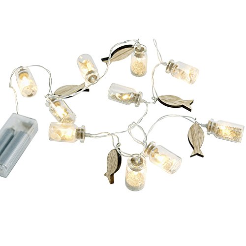 Preisvergleich Produktbild LED Lichterkette maritim mit Gläsern und Fischen 100cm batteriebetrieben