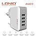 Produktbild Rapid 4 USB Port auto- Innendurchmesser kompatibel Handy/Tablet/pulverbeschichtete/Home/Reise Ladegerät passen/EU/USA-Netz Adapter geliefert.
