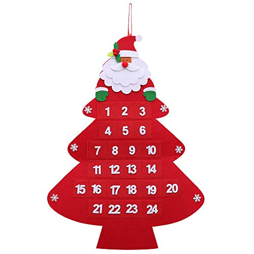 Download Grand cadeau Feutre Calendrier De L'Avent De Noël, Compte À rebours Pour Noël Calendriers De L'Avent Des Cadeaux De Noël Suspendus Décoration (Couleur : Christmas Tree)
