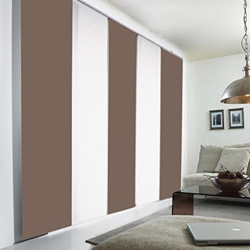 Schiebegardinen nach Maß, hochqualitative Wertarbeit, alle Größen und mehr als 20 Farben verfügbar, Maßanfertigung, Schiebevorhang, Raumteiler, Flächenvorhang, blickdicht (222cm Höhe x 60cm Breite / Braun) - 2