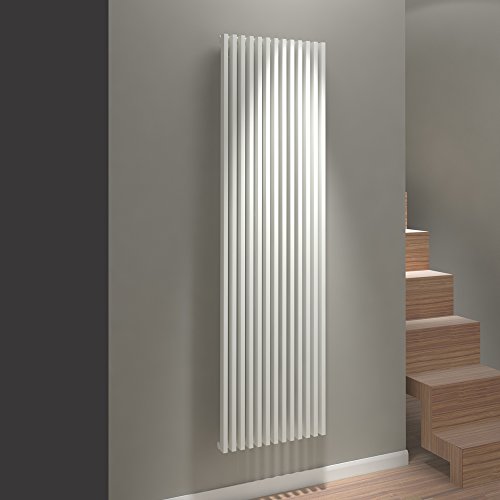 Kudox"Xylo" 500mm (w) x 1800mm (h) White Vertical Designer Radiator - BTU's 4009 (Bar Pattern: 13 Verticial Tubes)
