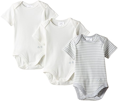 Twins Unisex Baby Bodysuit, Shortsleeve, 3-Pack, Multicoloured (Weiss/Hellgrau), 0-2 Months (Manufacturer size: 56)