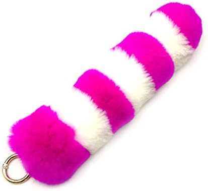 Rex Rabbit Tail Tail Pendant Fox Squirrel Tattoo Tail Jewelry Tail Pendant cosplay Toy Key Ring Tote Bag Backpack Accessories Charm Charm Handmade Fur Toy (Rose Red)