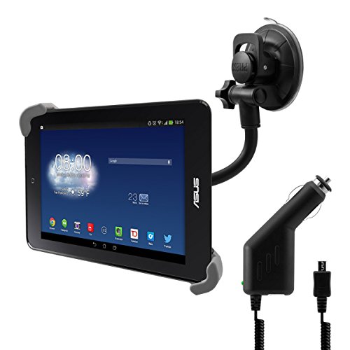 kwmobile Flexible KFZ Scheiben Halterung für Asus Memo Pad HD 7 – PKW Auto Halter mit Saugnapf in Schwarz + Ladegerät - 5