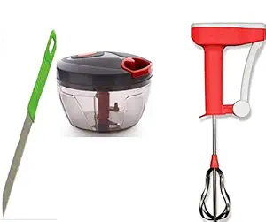 Multicolor Combo of Vegetable/Fruit Cutter/Chopper with Free Power Free Blender and Quality Knife (Random Color as Per Availability)