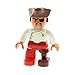Produktbild 1 x Lego Duplo Figur Mann Pirat Hose rot Jacke Weiss Fleck grün Holz Bein Reddish rot braun Seemann Seeräuber Kapitän Set 7880 47394pb090