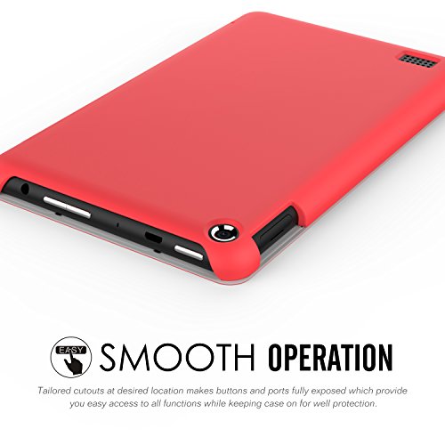 MoKo Fire 7 2015 Hülle – Ultra Slim Lightweight Schutzhülle Smart Cover Case mit Standfunktion für Amazon Fire 7.0 Zoll (5. Generation – 2015 Modell) Tablet, Rot - 5