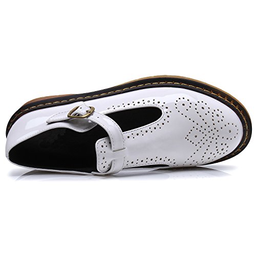 Smilun Damen T Mary Jane Flach Schuhe Klassisch Schnalle Rund Toe - 4