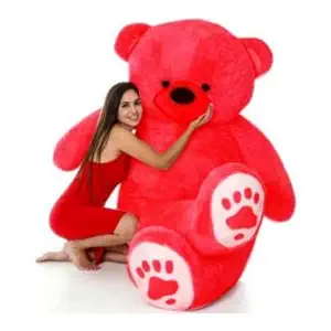 Inky Ponky Stuffs 3 Feet Red Printed Foot Paw Red Teddy Bear Soft Toys for Girls, Valentine Gift for Couples, Plush Soft Toys for Kids, Birthday Gift for Girls - 90 cm (3 Feet Red Print)