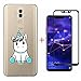 Price comparison product image FHXD Compatible with Huawei Mate 20 Lite Case Transparent TPU Silicone Cover [9D Tempered Glass Screen Protector] Ultra Thin Soft Anti Scratch Protective Case MEHRWEG-Baby Unicorn