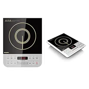 Philips Viva Collection HD4928/01 2100-Watt Induction Cooktop (Black) & HD4929 2100-Watt Induction Cooker (Black) Combo