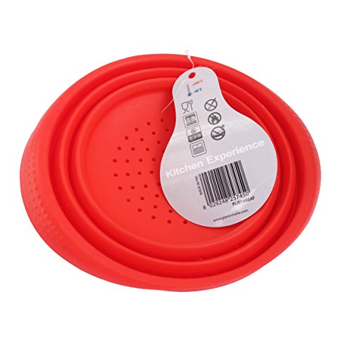Faltbarer Platin-Silikonseiher (Ø14 cm, 1 L, Große: Klein), Hohe Qualität aus 100% Platin-Silikon, Made in Italy, Silikonsieb, Falbarer Seiher, Sieb Faltbar, Küchensieb, Abtropfsieb, Collapsible Silicone Colander, Strainer, 14 x 14 cm (Small – Red) - 2