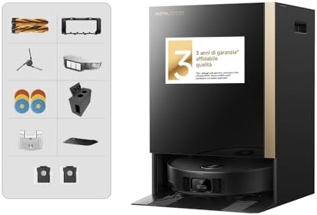 Mova MOBIUS 60 Robot Aspirapolvere con Sistema MopSwap, 30.000 Pa, Ritenzione Dinamica dell'aspirazione, Navigazione FlexScope e Superamento Ostacoli Fino a 8 cm, Sistema PTC a 100° C