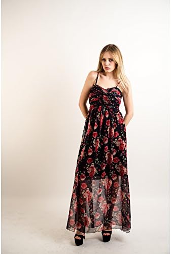 Lady sweetheart pleated bust line chiffon strappy maxi dress floral leaves multi color paisley leopard print bridesmaid evening cocktail full length