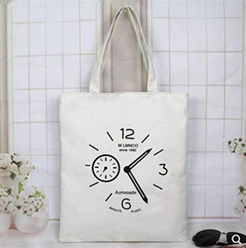 Preisvergleich Produktbild Qiuqiu Home Weibliche Uhr gedruckt leinwand umhängetasche umweltfreundliche Tasche Schule datei einkaufen Reise Strand Handtasche