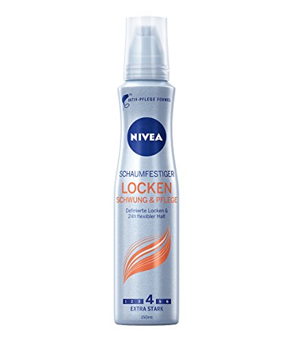 Nivea Schaumfestiger Locken, Schwung und Pflege, 24 Stunde flexibler Halt, 4er Pack (4 x 150 ml)