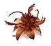 Feather and Flower Hair comb slide Fascinator with Glittery Spotty net Bridal Wedding Races Prom (Bronze)