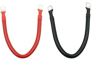 FONGKNOX 35 cm 12 tum 2 AWG 35 mm2 kopparbatterikabel med O-ringar batterianslutning parallell eller seriekabel h?gpresterande 12 V/24 V kablar f?r batteribilar, b?tar, husbilar, lastbilar