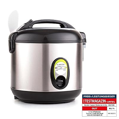 Klarstein Sapporo Cuiseur de riz électrique (puissance de 400W, fonction maintien au chaud, capacité de 1L, récipient en acier, corbeille de cuisson incluse)